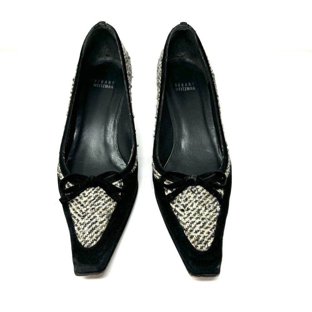 STUART WEITZMAN black suede and tweed heels, size 9 - Picture 4 of 10